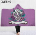 Custom logo thicken double layers skull mask hooded blanket for adults