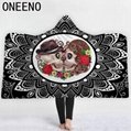 Custom logo thicken double layers skull mask hooded blanket for adults
