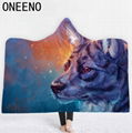 High Quality 3D Wolf Animal Hooded Blanket Winter thick Hooded Blanket 