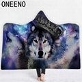 High Quality 3D Wolf Animal Hooded Blanket Winter thick Hooded Blanket  5