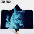 High Quality 3D Wolf Animal Hooded Blanket Winter thick Hooded Blanket 
