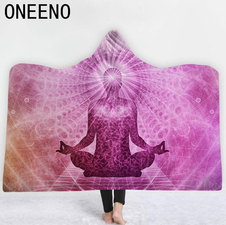 China supply machine washable religious buddha printed hooded blanket