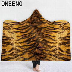 ONEENO Animal Pattern Rectangular Designed Leopard Hooded blanket