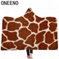 ONEENO Animal Pattern Rectangular Designed Leopard Hooded blanket 2