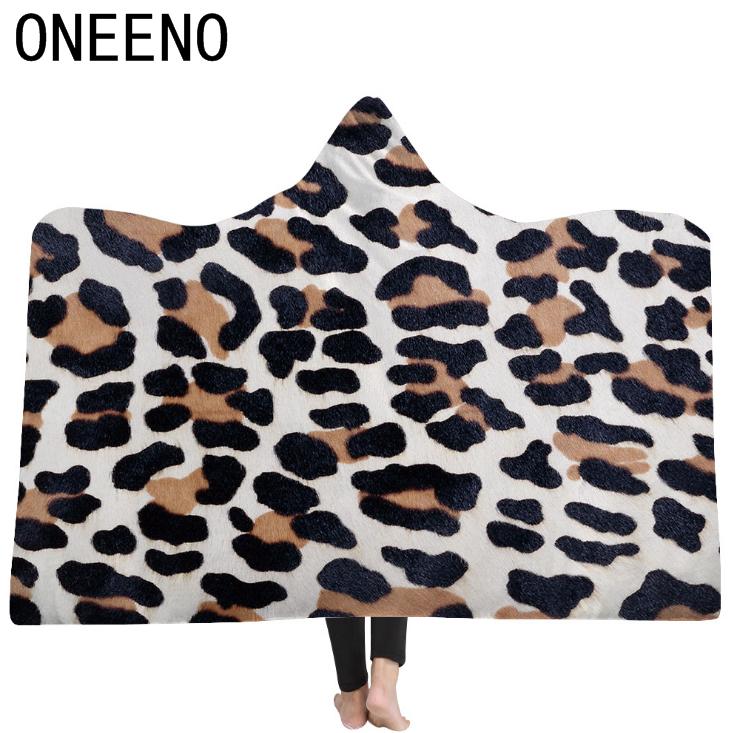 ONEENO Animal Pattern Rectangular Designed Leopard Hooded blanket 3