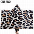 ONEENO Animal Pattern Rectangular Designed Leopard Hooded blanket 3