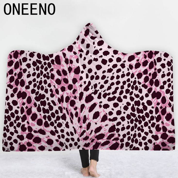 ONEENO Animal Pattern Rectangular Designed Leopard Hooded blanket 4