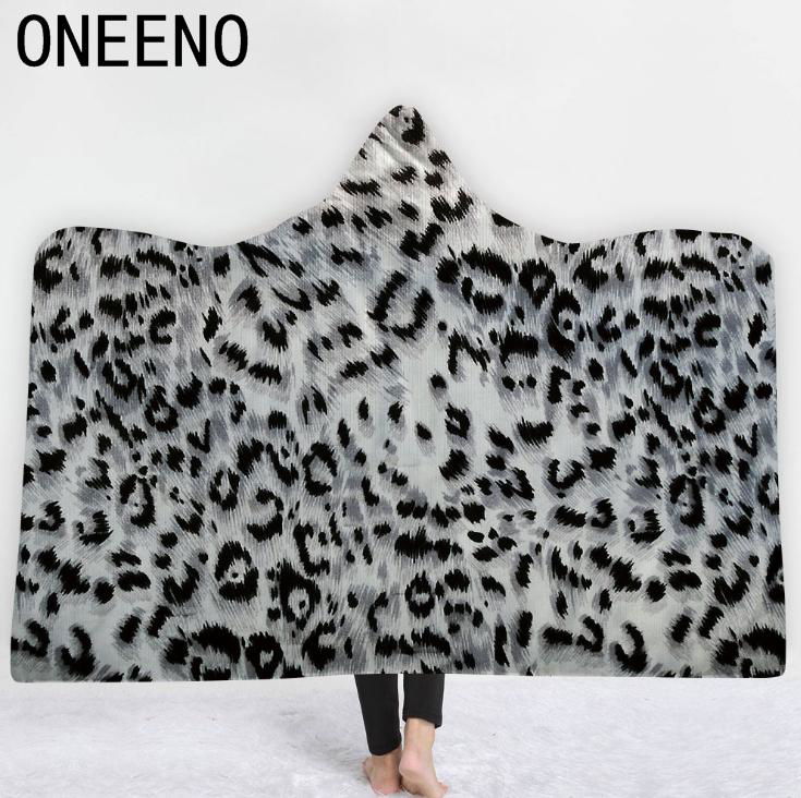 ONEENO Animal Pattern Rectangular Designed Leopard Hooded blanket 5