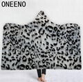 ONEENO Animal Pattern Rectangular Designed Leopard Hooded blanket 5
