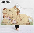 ONEENO Hooded Blanket Cloak Home Children's Thicken Cartoon Blanket