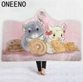 ONEENO Hooded Blanket Cloak Home Children's Thicken Cartoon Blanket 5