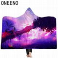 China Personalized Dreamy Starry Sky Printed Girls Hooded Fur Blanket 2