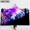 China Personalized Dreamy Starry Sky Printed Girls Hooded Fur Blanket 4