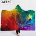 China Personalized Dreamy Starry Sky Printed Girls Hooded Fur Blanket 5