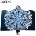 ONEENO geometric desings hooded blanket Polyester Double layer blanket with hood