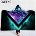 ONEENO geometric desings hooded blanket Polyester Double layer blanket with hood 3
