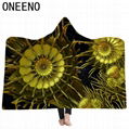 ONEENO geometric desings hooded blanket Polyester Double layer blanket with hood