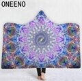 ONEENO geometric desings hooded blanket Polyester Double layer blanket with hood 5