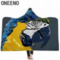 ONEENO Wholesale  newest Painted Animal Pattern Hooded blanket for adults kids   5