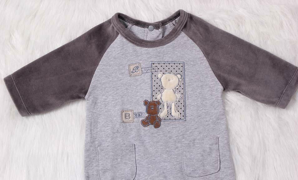 Cute Bear baby boy Long Sleeve Romper with feet 3