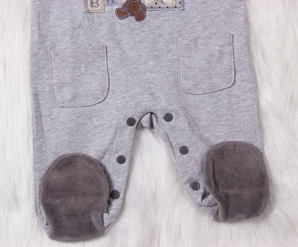 Cute Bear baby boy Long Sleeve Romper with feet 5