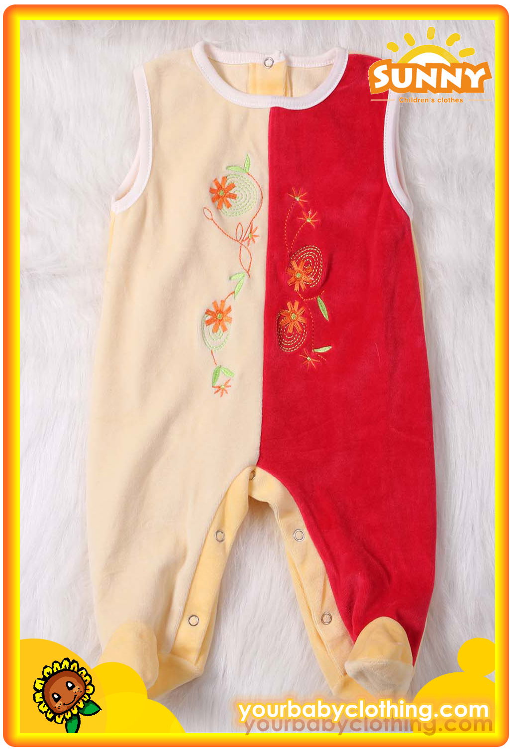 Newest Sleeveless Velvet Baby  Romper with Feet