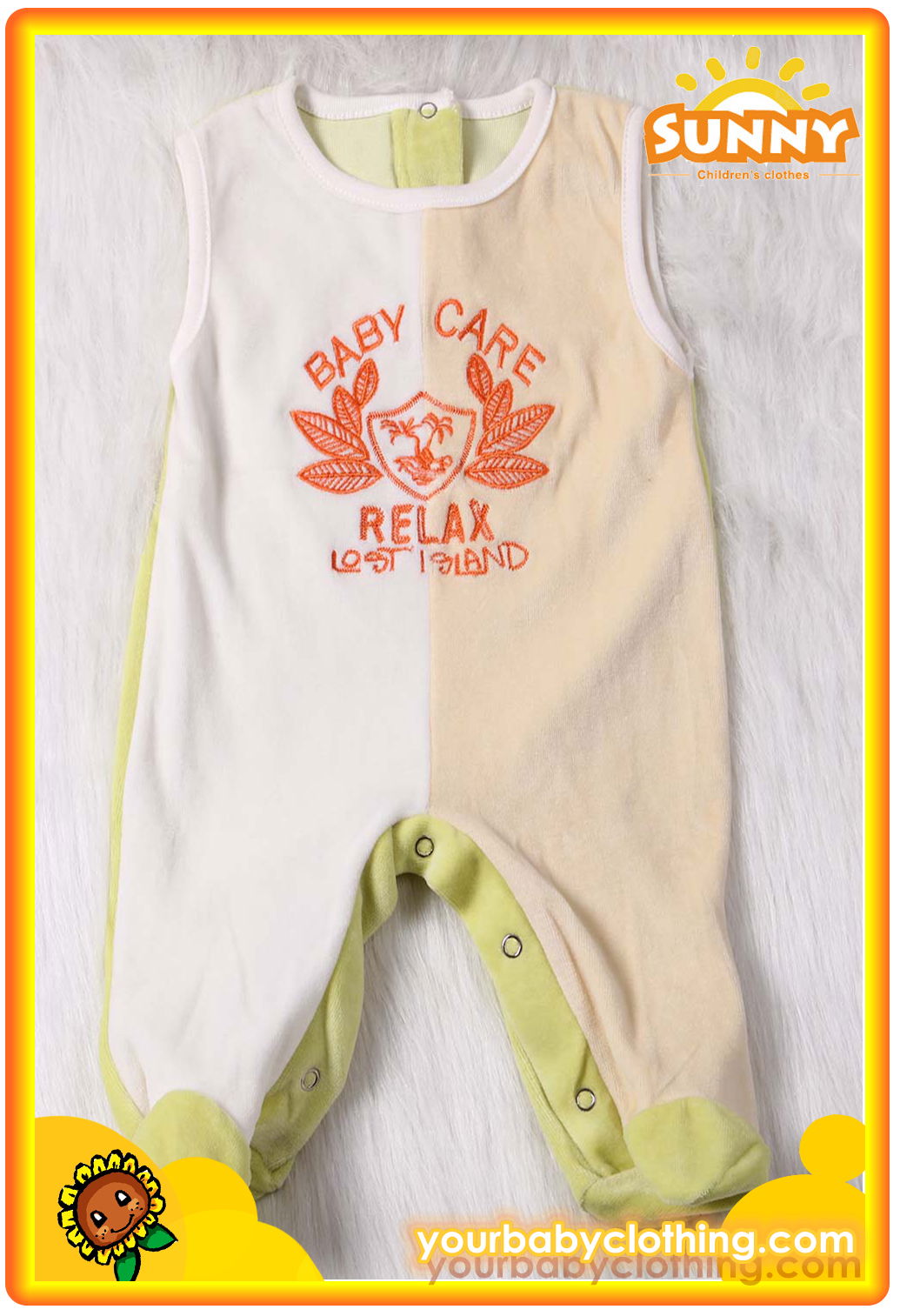 Warm Sleeveless Velvet Baby Romper With Feet