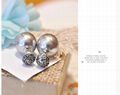 Lace two-sided dual-use female pearl stud earrings