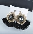 Palace black wind gem earrings vintage gemstone tassel earrings 2