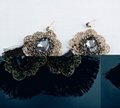 Palace black wind gem earrings vintage gemstone tassel earrings 4