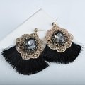 Palace black wind gem earrings vintage gemstone tassel earrings 5