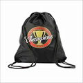 Black nylon drawstring bag with printing