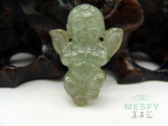 Certified Happy Angel Natural Burmese Emerald Green Jadeite Jade Pendant 2.96 g 