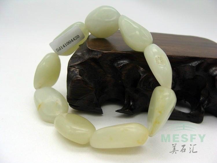 Certified Natural Hetian Jade Bead Bracelets 55.30 g Best Gifts  3