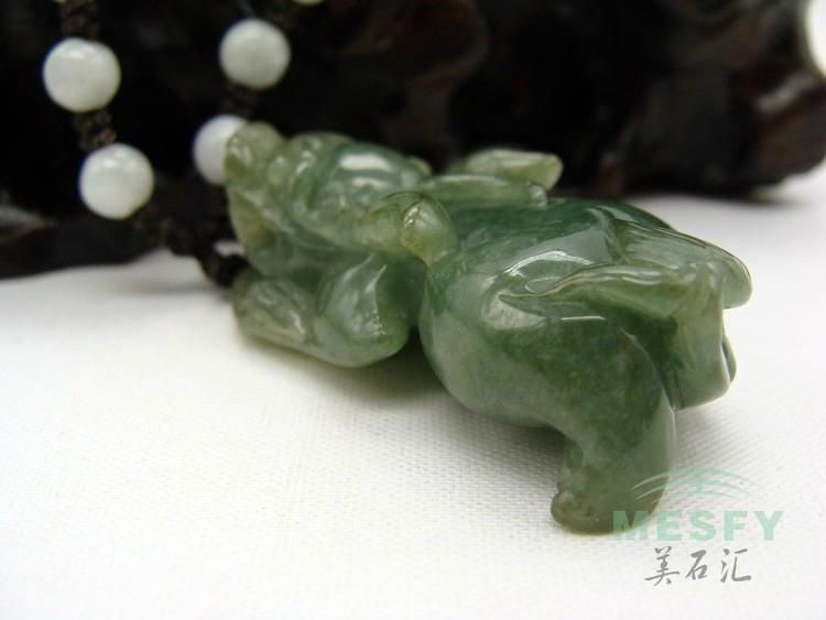 Certified Natural Burmese Emerald Jadeite Lucky Dragon PiXiu Jade Pendant 22.6 g 2