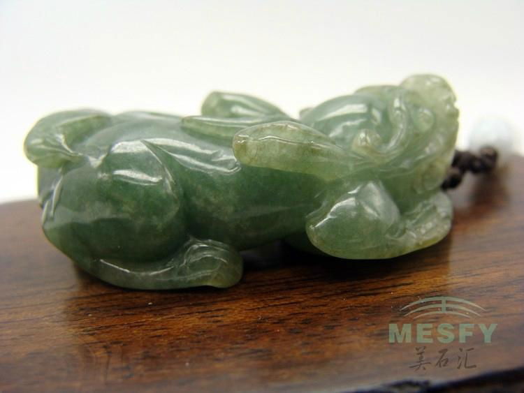 Certified Natural Burmese Emerald Jadeite Lucky Dragon PiXiu Jade Pendant 22.6 g 4