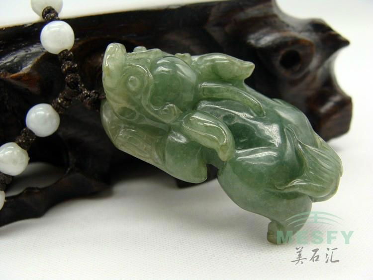 Certified Natural Burmese Emerald Jadeite Lucky Dragon PiXiu Jade Pendant 22.6 g 5