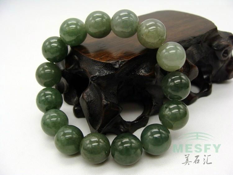 Certified Natural Grade A Burmese Emerald Ice Jadeite 15-bead  Bracelets 55.26 g