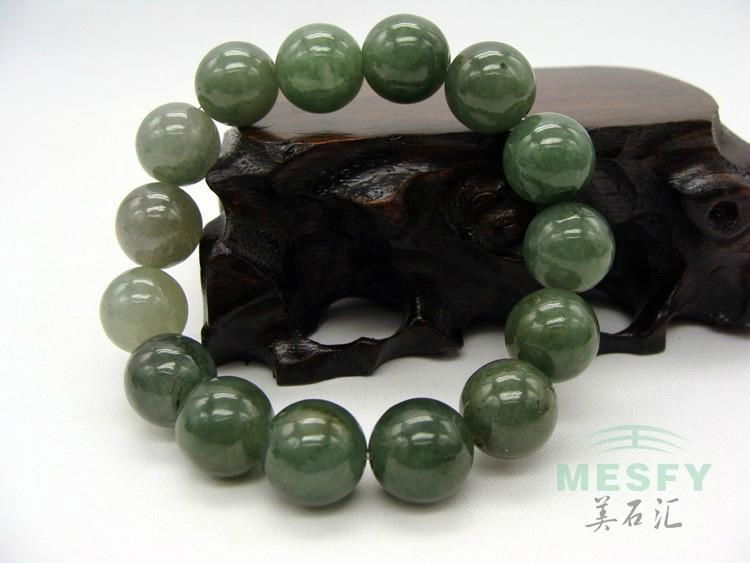 Certified Natural Grade A Burmese Emerald Ice Jadeite 15-bead  Bracelets 55.26 g 4