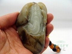 Certified Wonderful Hetian Seed Jade  Guan Gong Hand Pieces Best Gifts