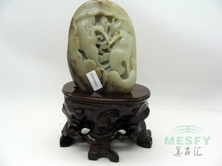 Rare Certified Chinese Hetian Seed  Jade Cranes Small Statue Decoration 456.53 g 4