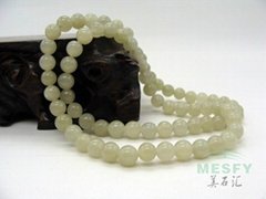 Certified Chinese Hetian Jade 6mm Bead Necklaces 29.30 g Best Gifts