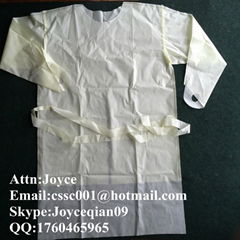 Disposable nonwoven yellow isolation gown