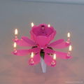 automatic flower opening birthday candle with music and fireworks