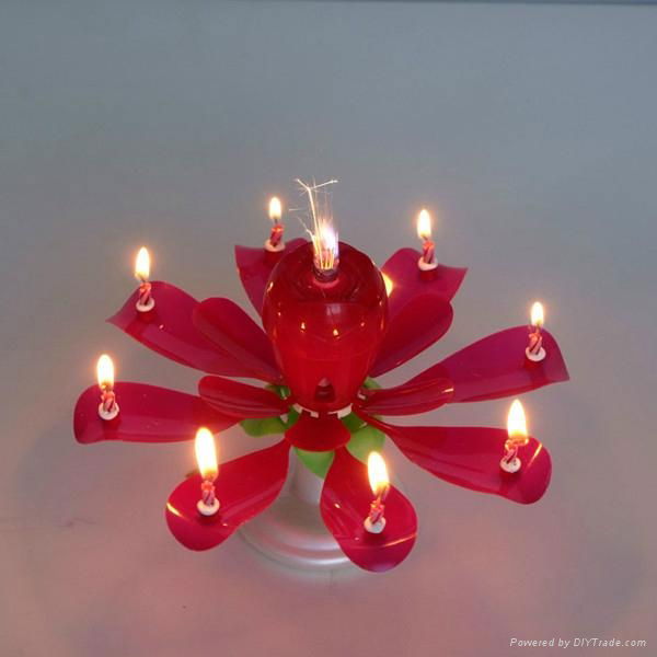 electronic lotus flower music fireworks birthday candle