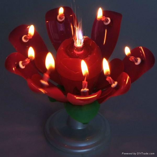 electronic lotus flower music fireworks birthday candle 2