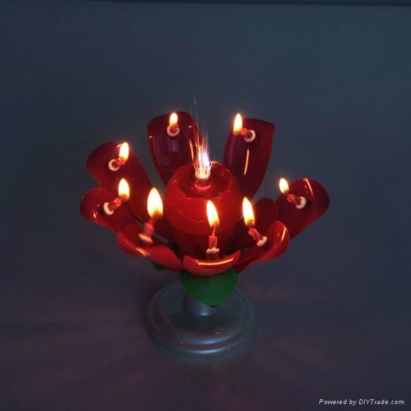 electronic lotus flower music fireworks birthday candle 3
