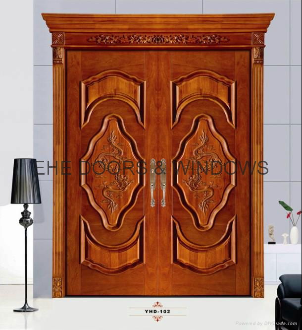 Residential Double Open Main Doors Wooden Doors