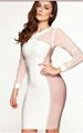 Long sleeve round neck bandage dress