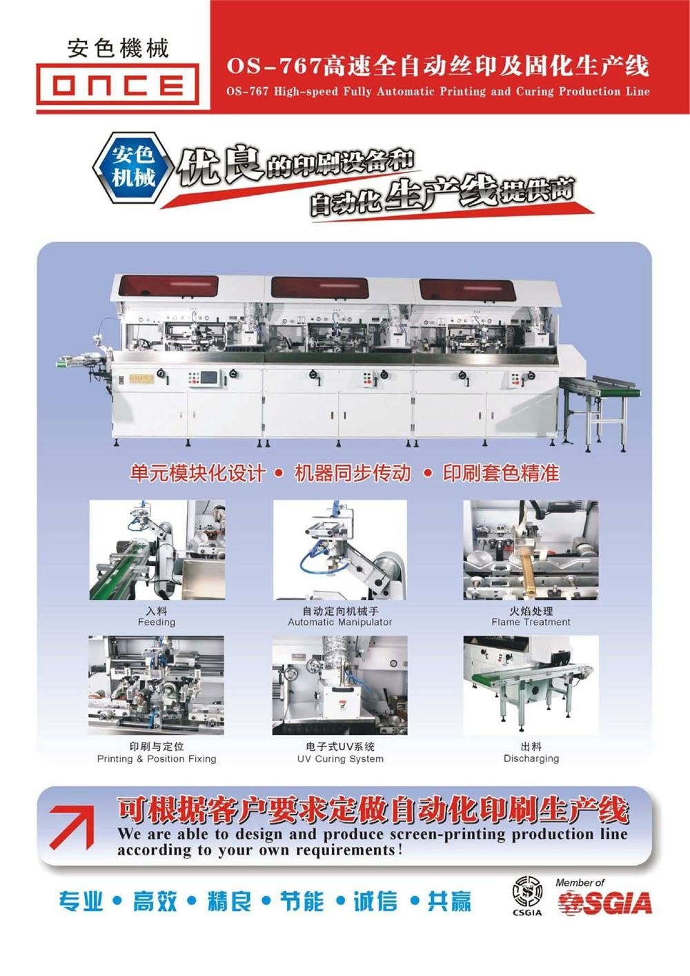high speed automatic screen printing and UV curing printing system
